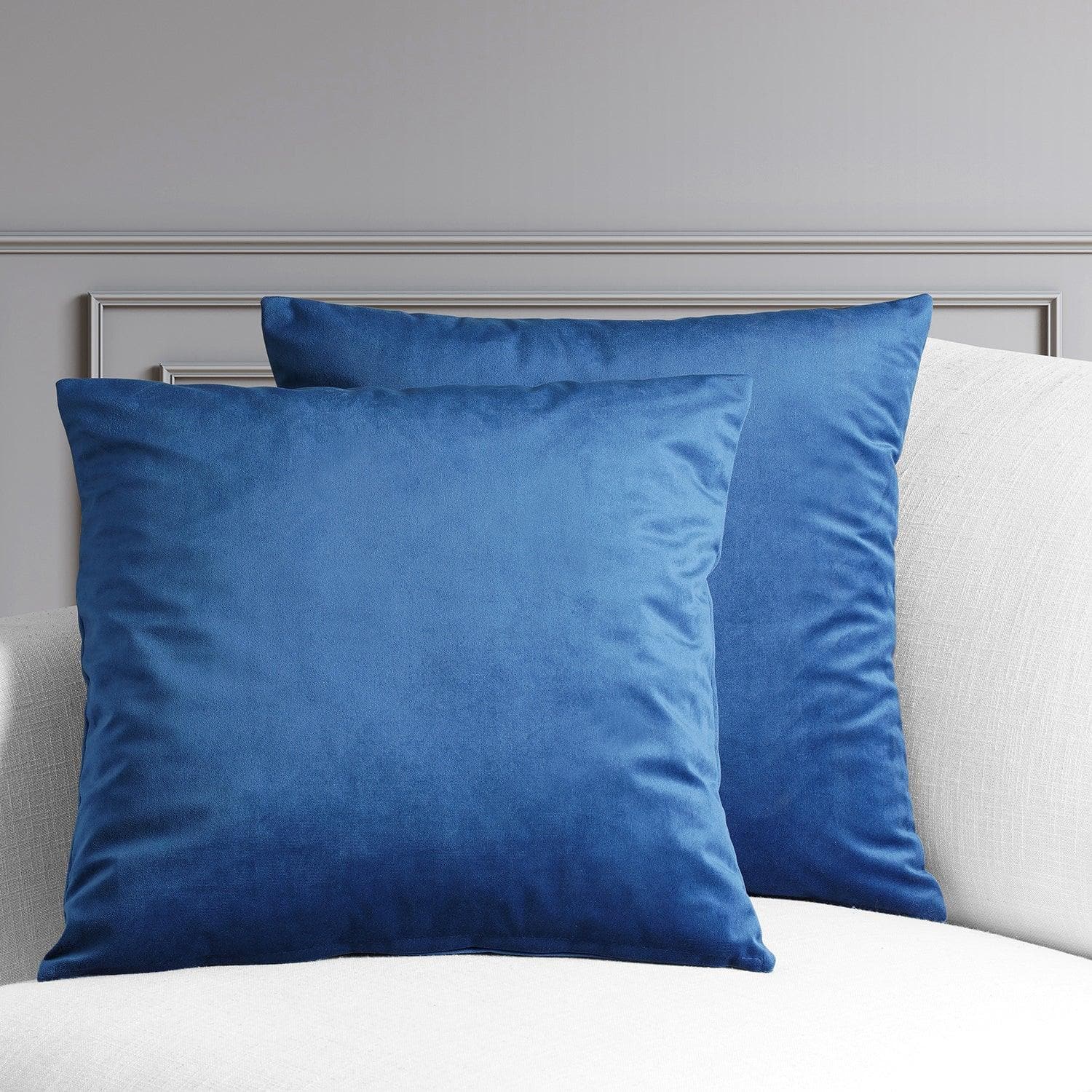Pisces Blue Heritage Plush Velvet Cushion Covers - Pair - HalfPriceDrapes.com
