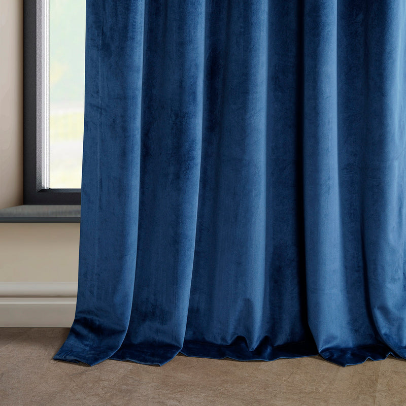 Pisces Blue Heritage Plush Velvet Custom Curtain