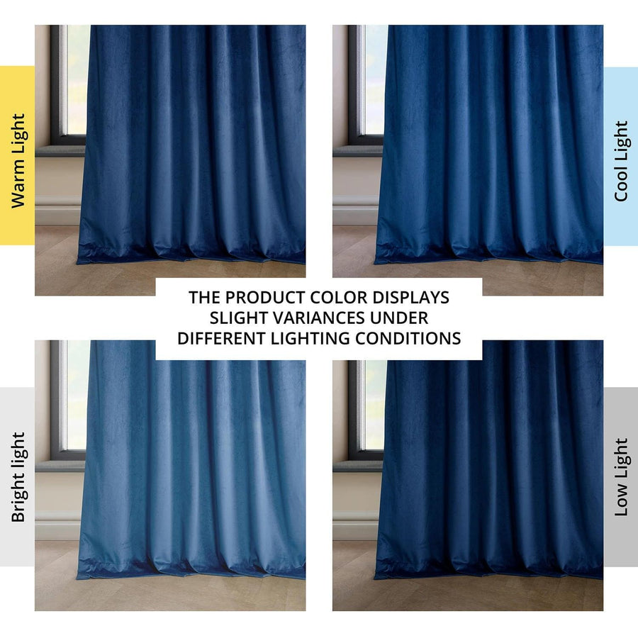 Pisces Blue Heritage Plush Velvet Curtain - HalfPriceDrapes.com
