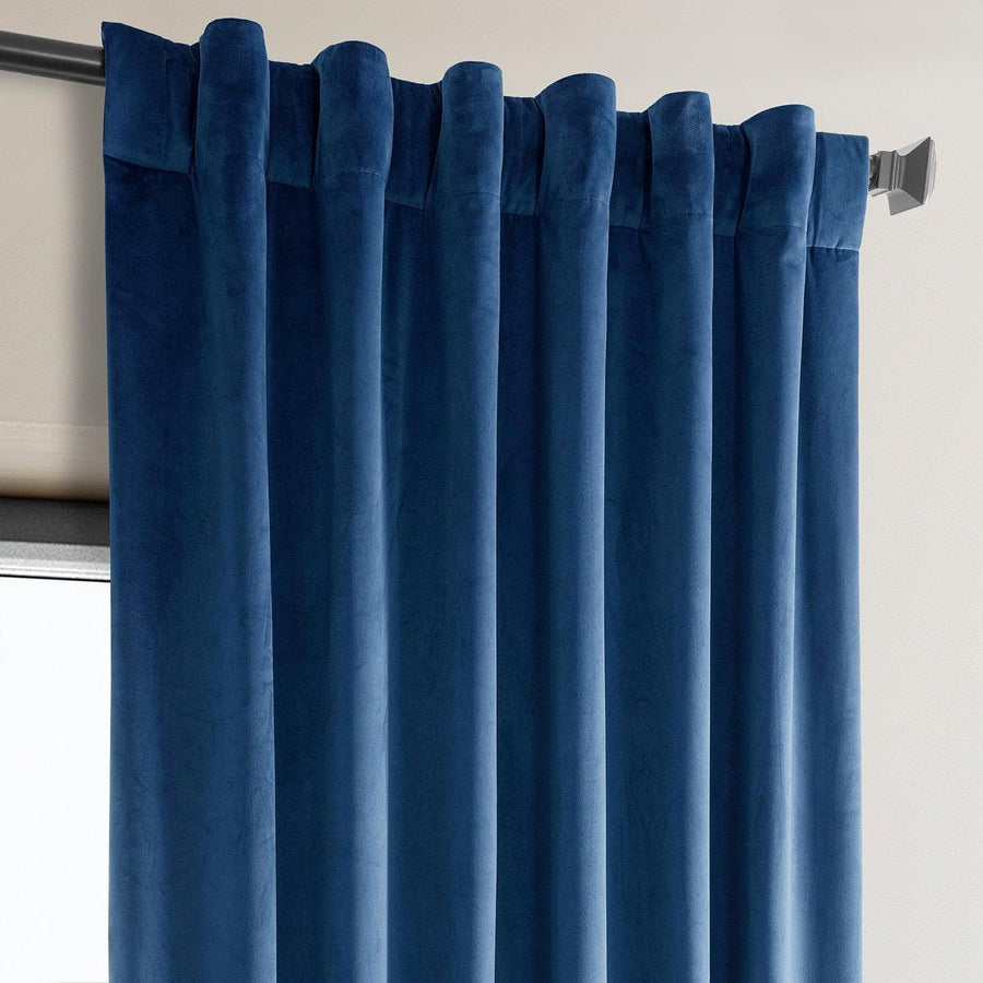 Pisces Blue Heritage Plush Velvet Curtain - HalfPriceDrapes.com