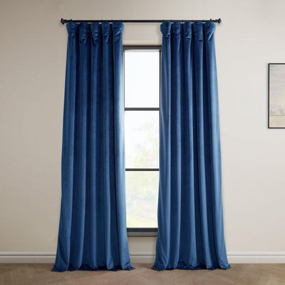Pisces Blue Heritage Plush Velvet Room Darkening Curtain