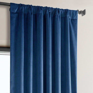 Pisces Blue Heritage Plush Velvet Curtain - HalfPriceDrapes.com