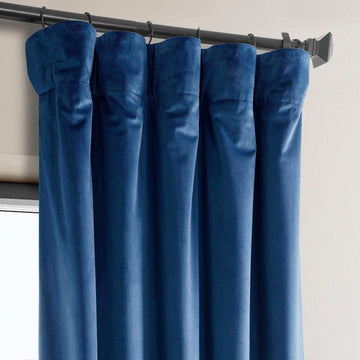 Pisces Blue Heritage Plush Velvet Curtain - HalfPriceDrapes.com