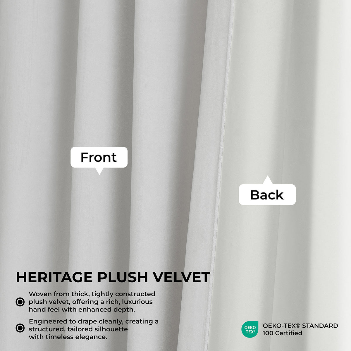 White Heritage Plush Velvet Room Darkening Curtain