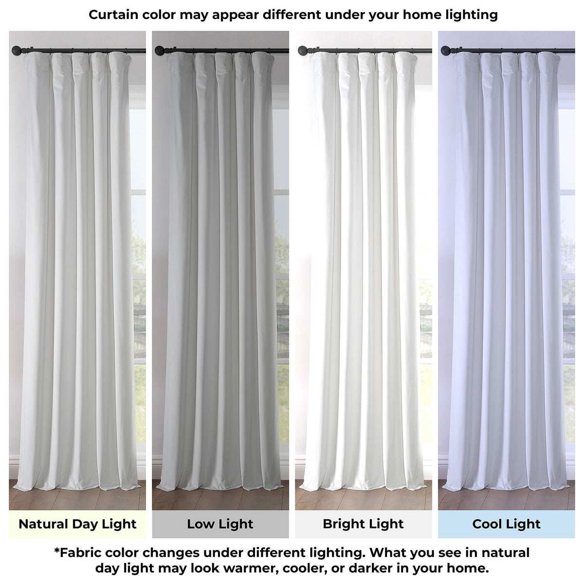 White Heritage Plush Velvet Room Darkening Curtain