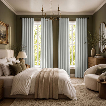 White Heritage Plush Velvet Room Darkening Curtain