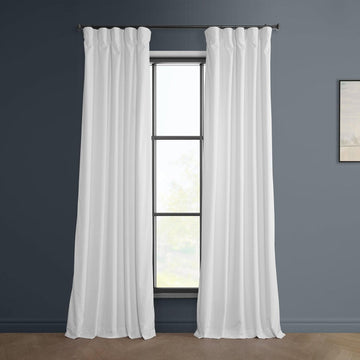 White Heritage Plush Velvet Room Darkening Curtain