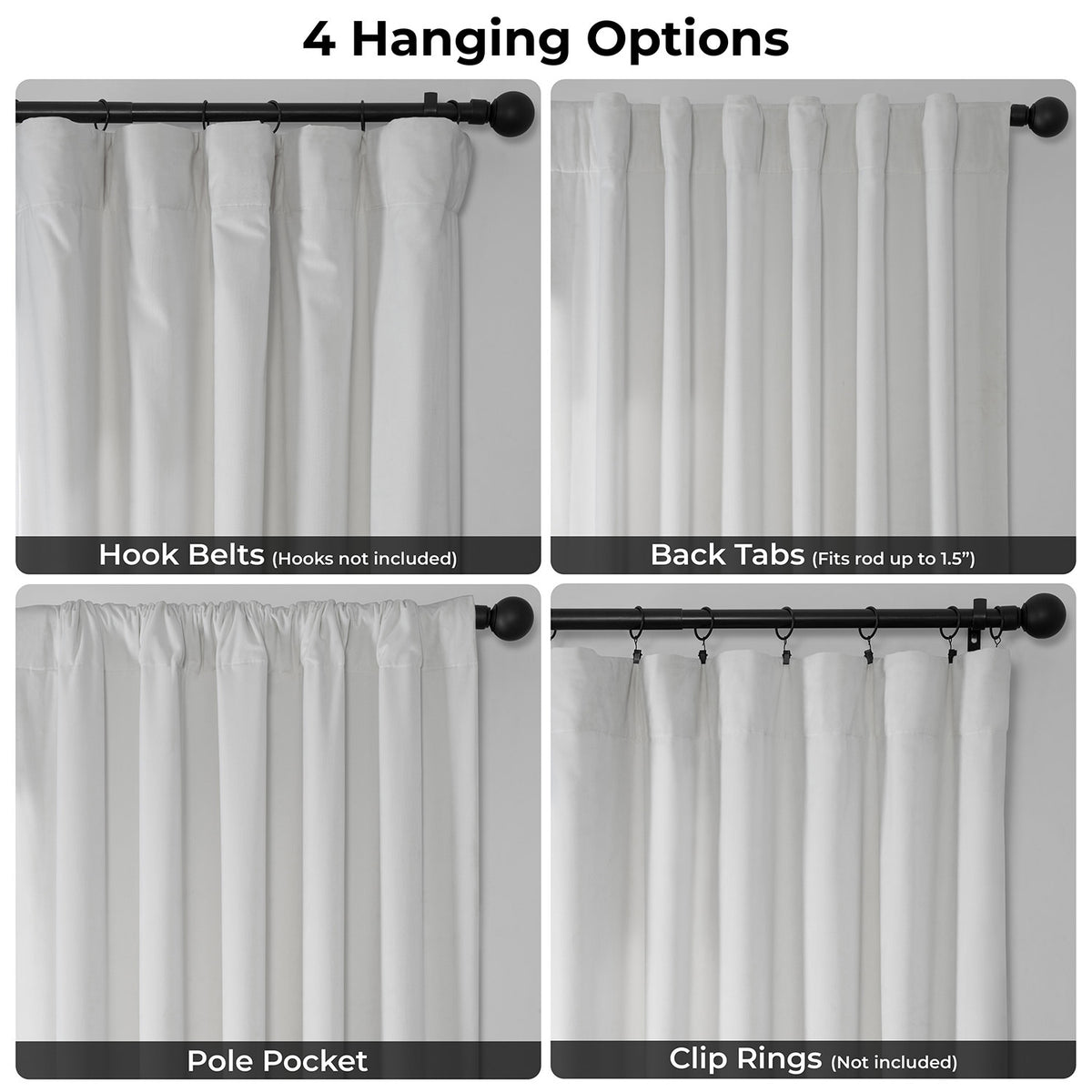 White Heritage Plush Velvet Room Darkening Curtain