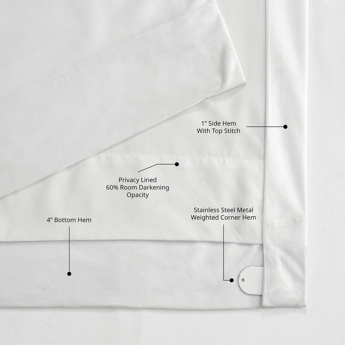 White Heritage Plush Velvet Room Darkening Curtain