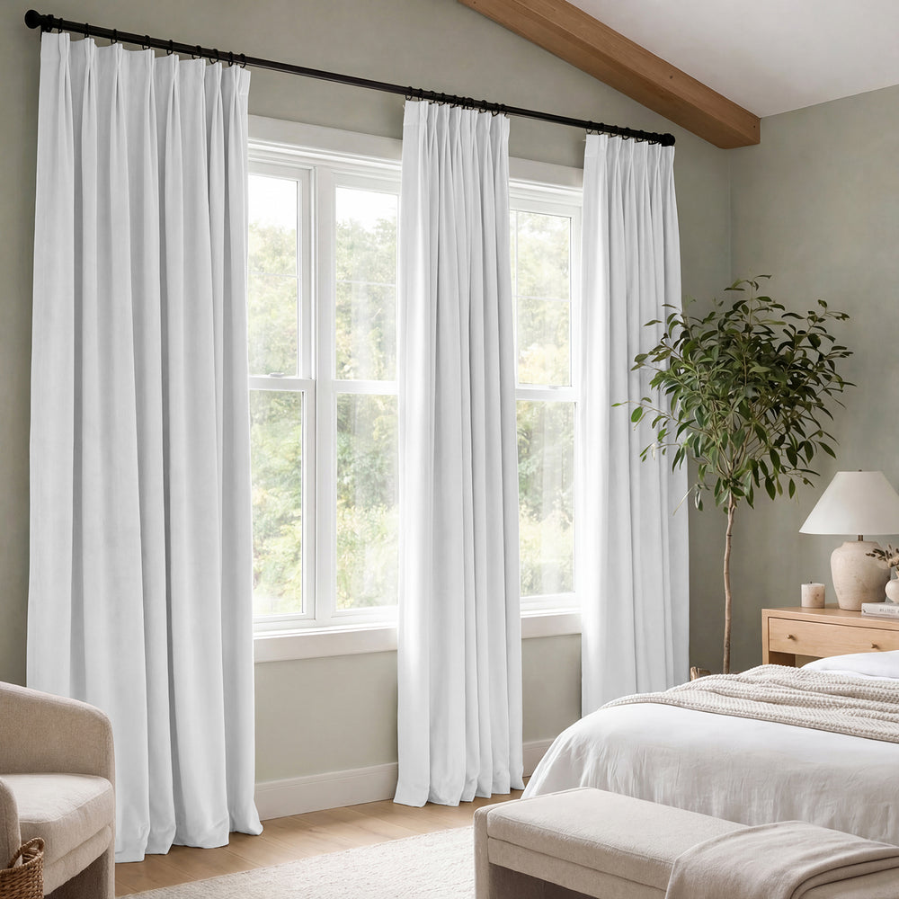 White Heritage Plush Velvet Custom Curtain