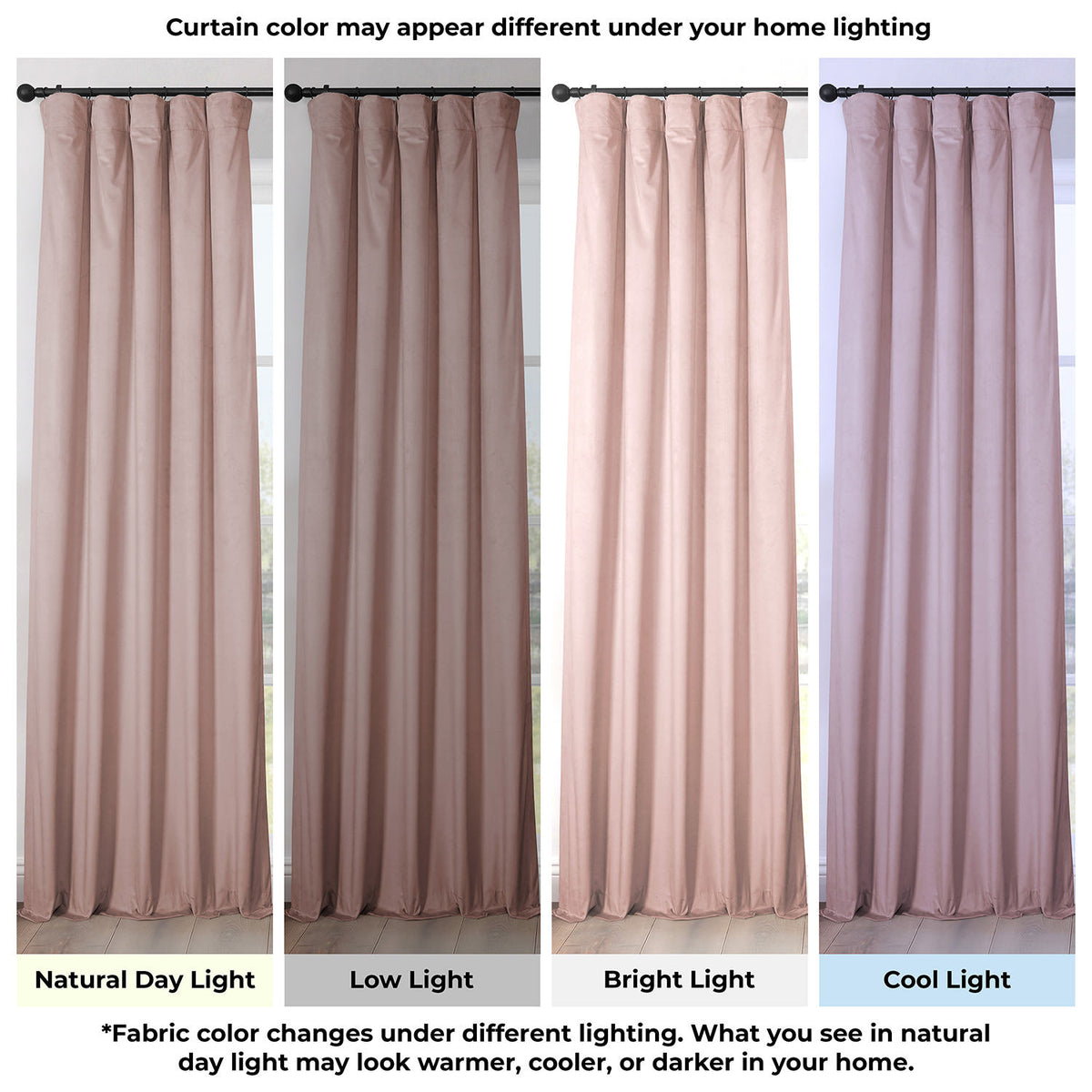 Light Pink Heritage Plush Velvet Room Darkening Curtain