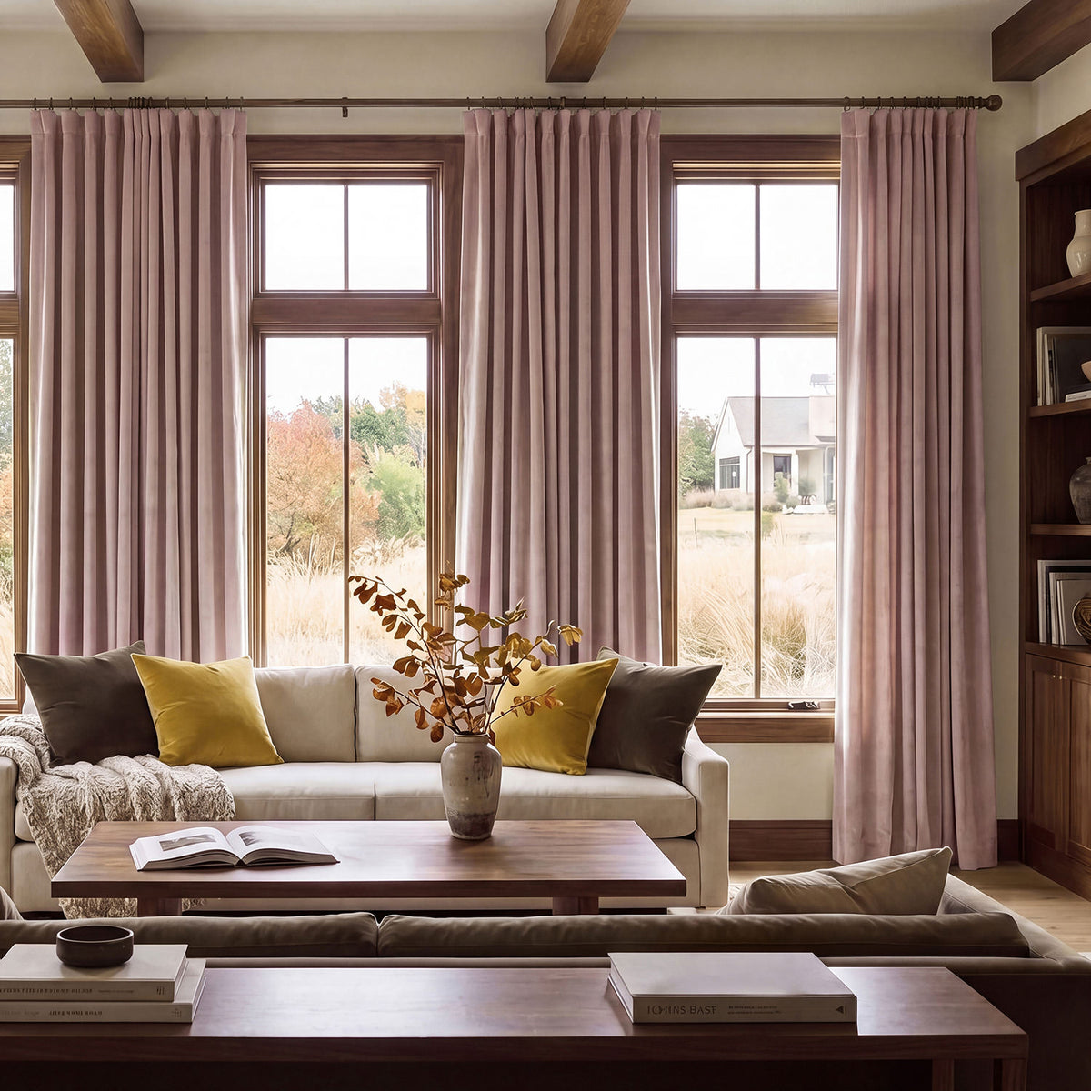 Light Pink Heritage Plush Velvet Room Darkening Curtain