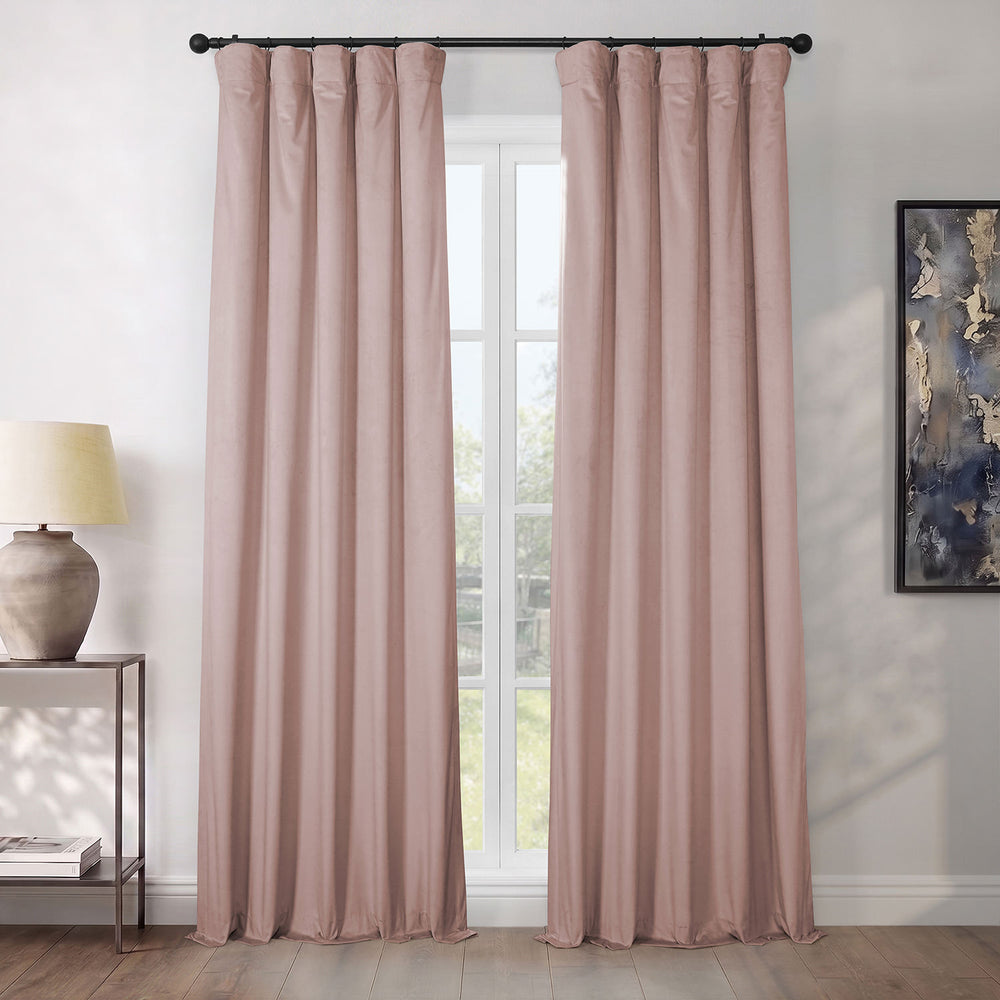 Light Pink Heritage Plush Velvet Room Darkening Curtain