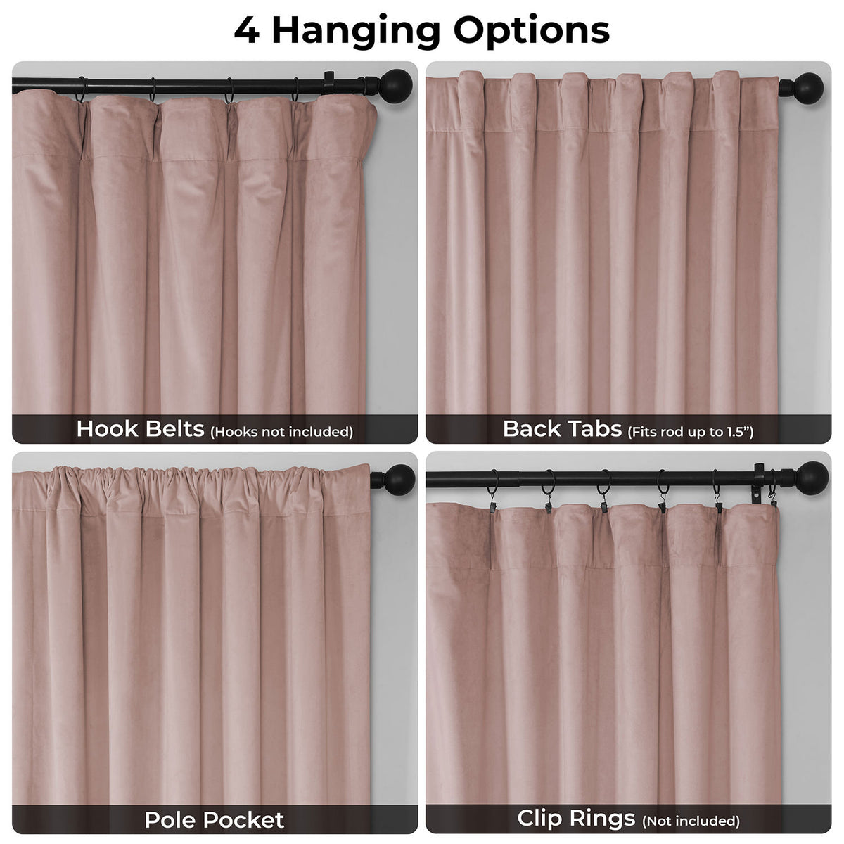 Light Pink Heritage Plush Velvet Room Darkening Curtain