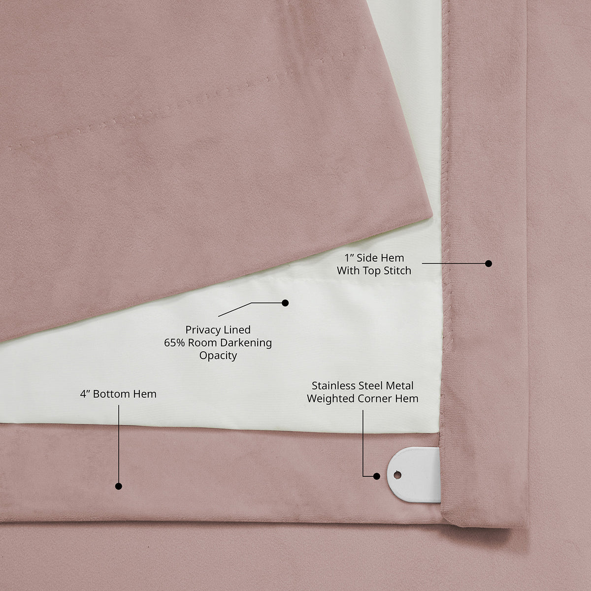 Light Pink Heritage Plush Velvet Room Darkening Curtain