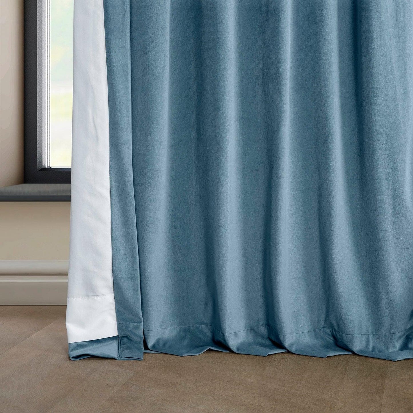 Light Blue Heritage Plush Velvet Curtain - HalfPriceDrapes.com
