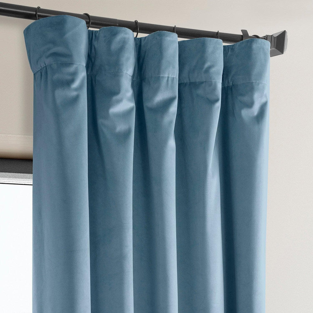 Light Blue Heritage Plush Velvet Curtain - HalfPriceDrapes.com