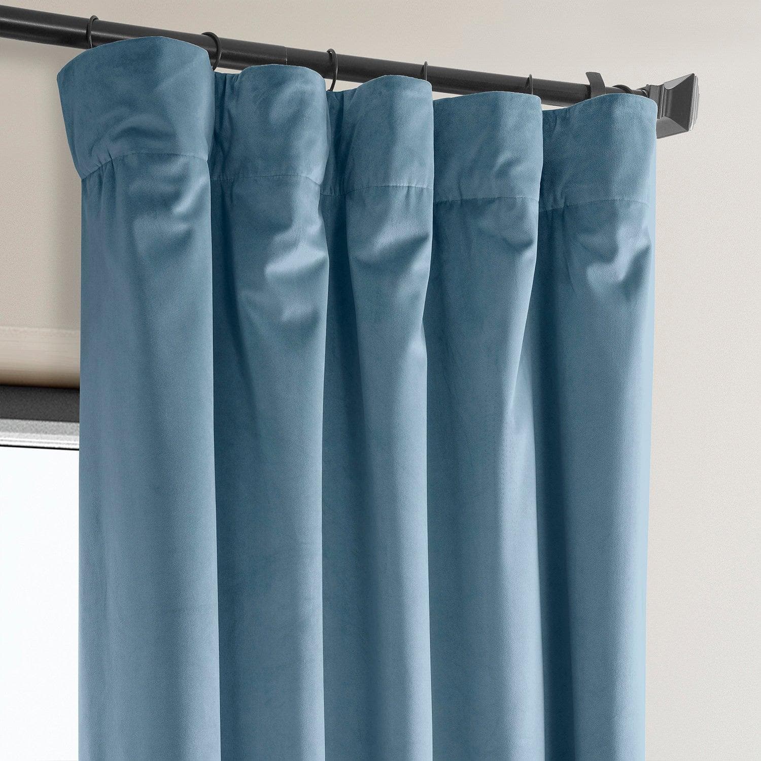 Light Blue Heritage Plush Velvet Curtain - HalfPriceDrapes.com