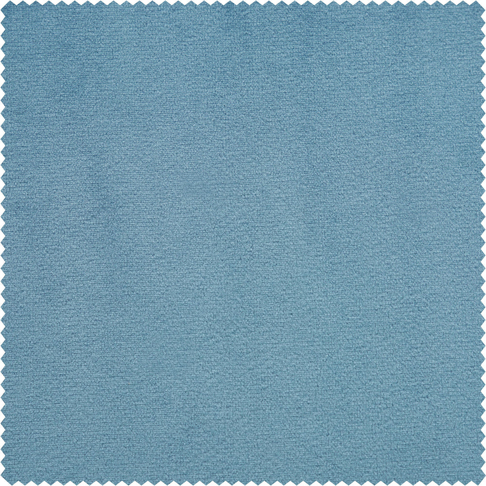 Light Blue Heritage Plush Velvet Custom Curtain