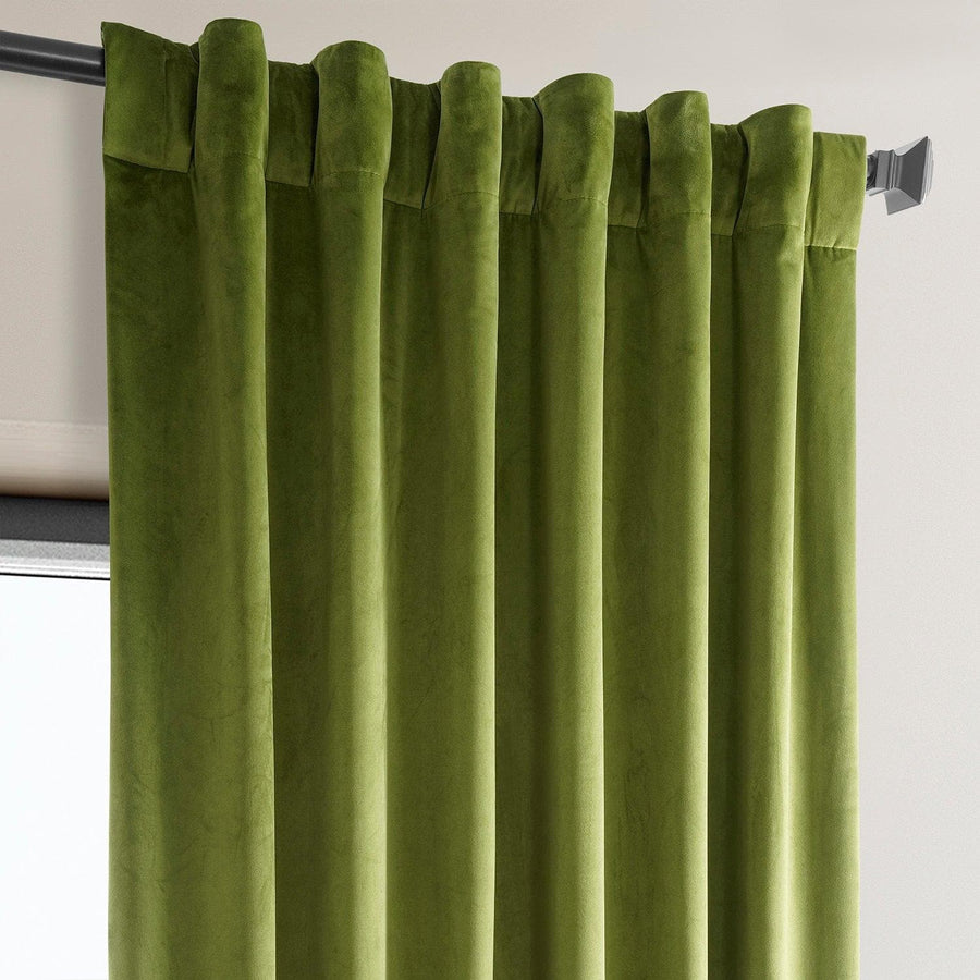 Dark Yellow Green Heritage Plush Velvet Curtain - HalfPriceDrapes.com