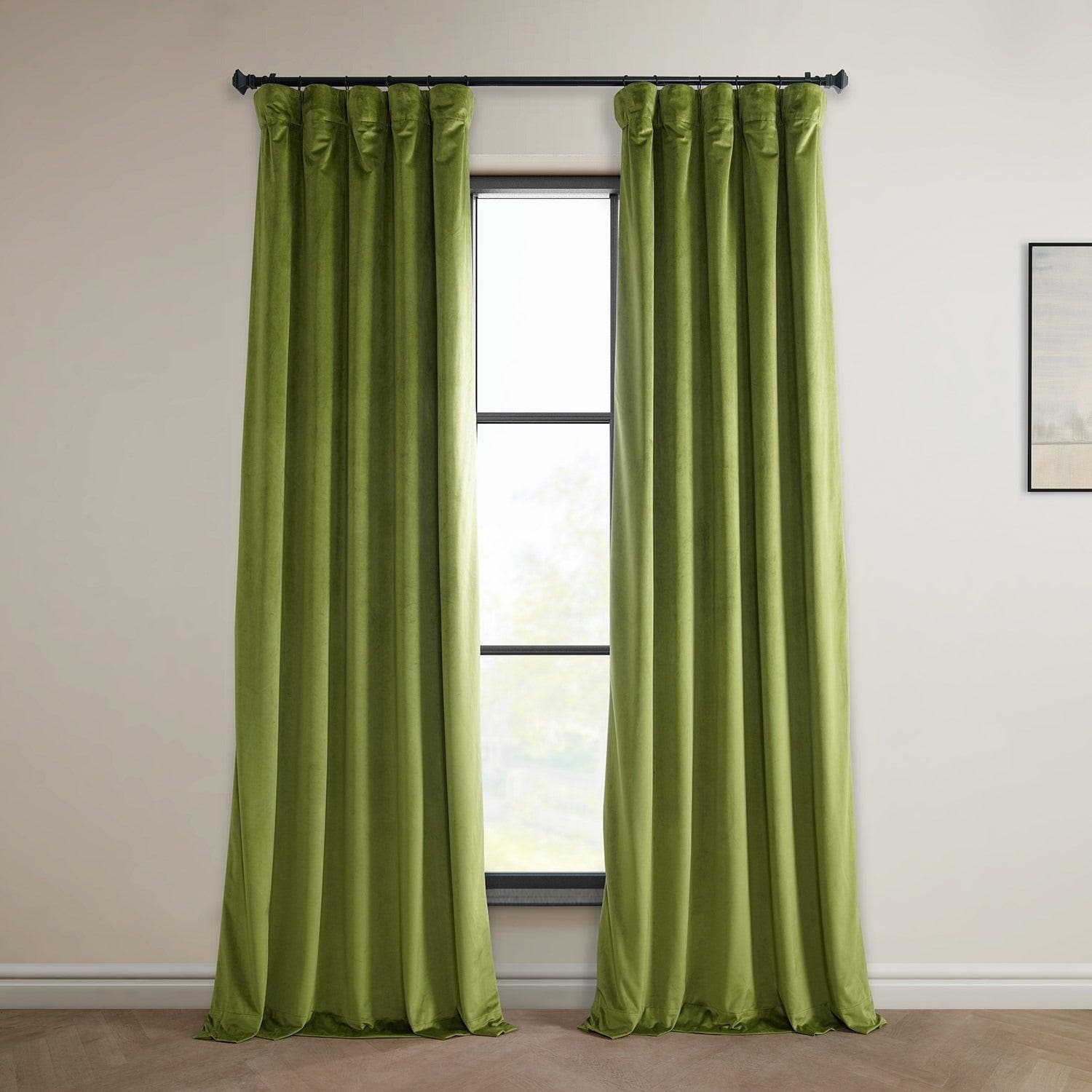 Dark Yellow Green Heritage Plush Velvet Curtain - HalfPriceDrapes.com