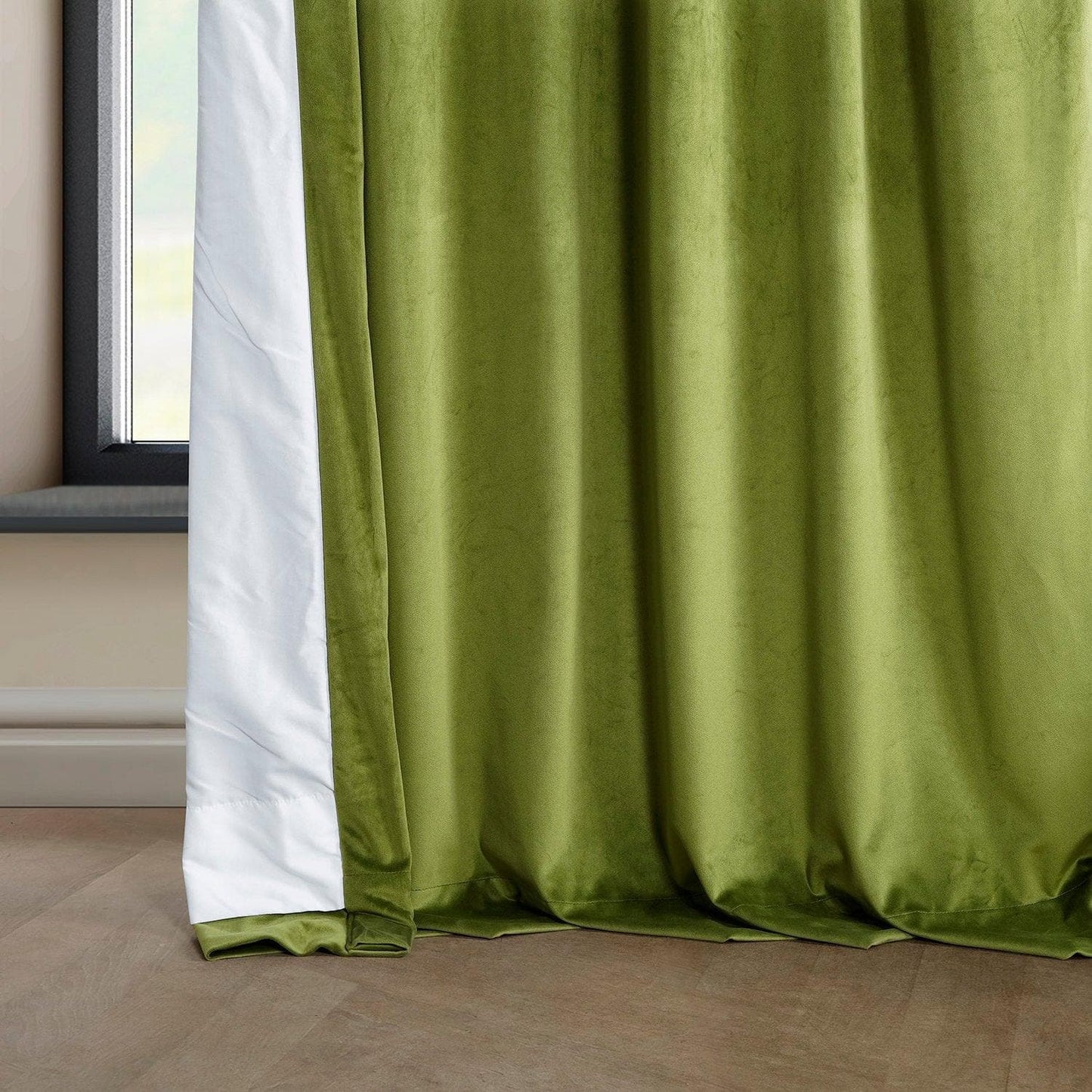 Dark Yellow Green Heritage Plush Velvet Curtain - HalfPriceDrapes.com
