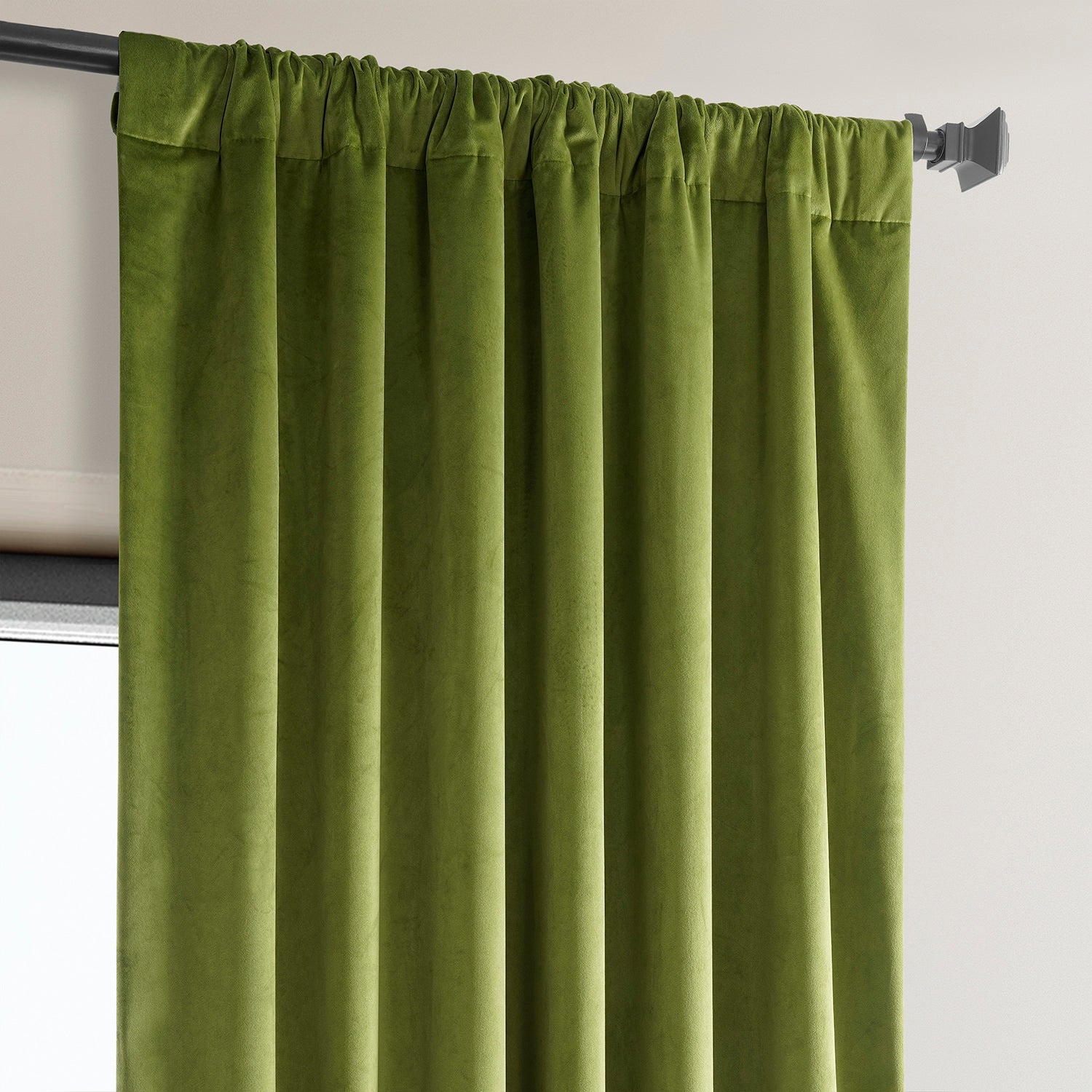Dark Yellow Green Heritage Plush Velvet Custom Curtain