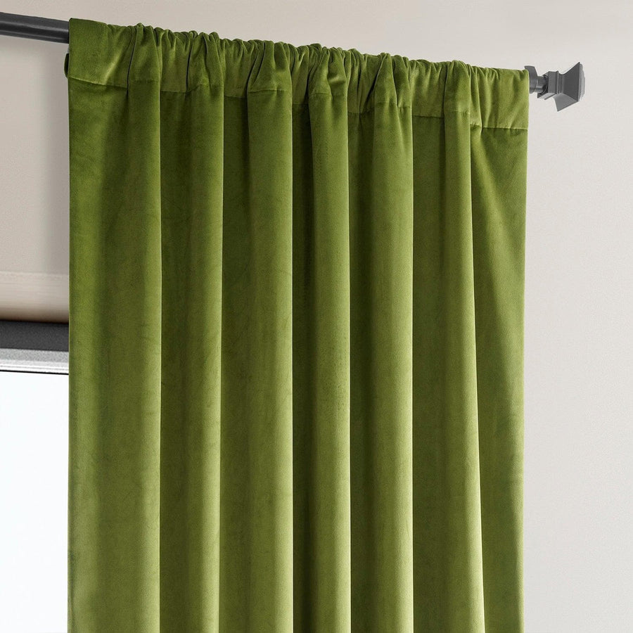 Dark Yellow Green Heritage Plush Velvet Curtain - HalfPriceDrapes.com