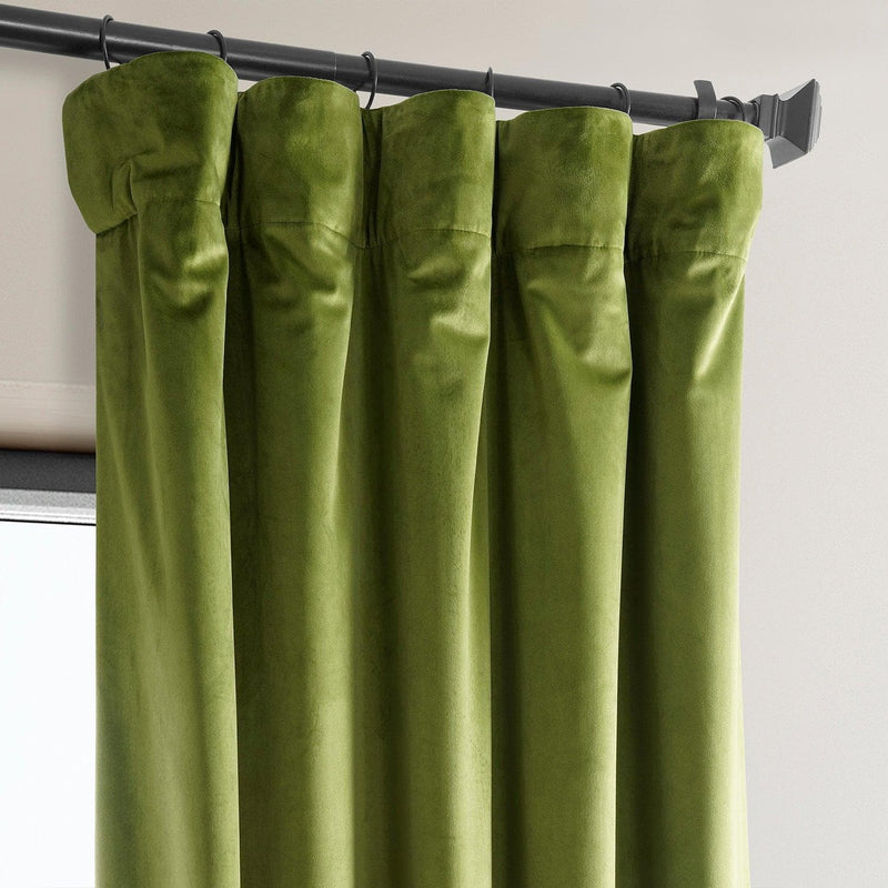 Dark Yellow Green Heritage Plush Velvet Curtain - HalfPriceDrapes.com