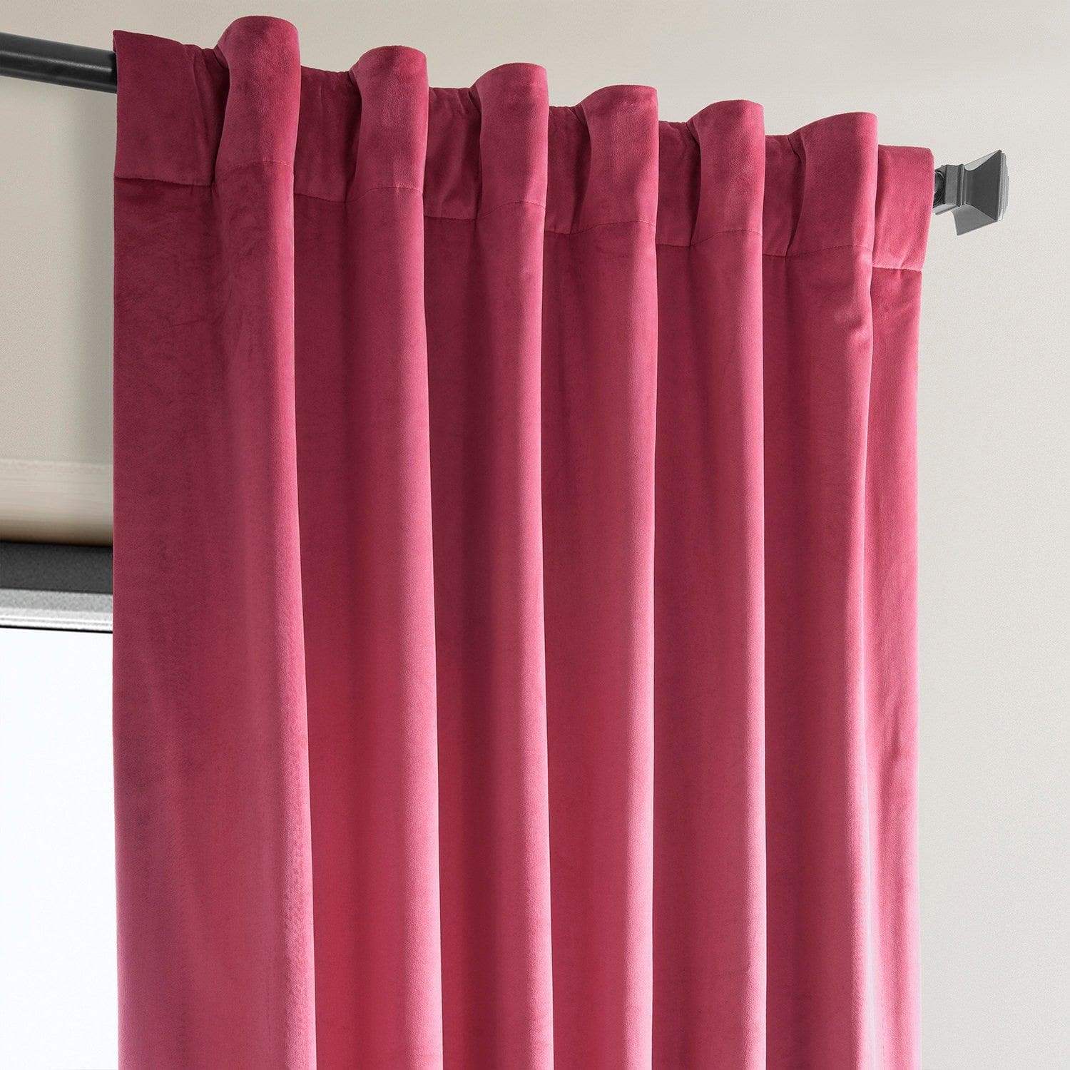 Dark Pink Heritage Plush Velvet Room Darkening Curtain | Half