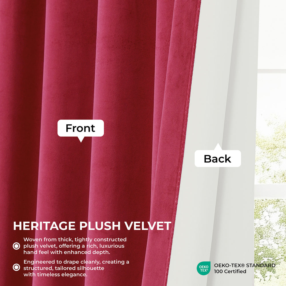 Dark Pink Heritage Plush Velvet Room Darkening Curtain