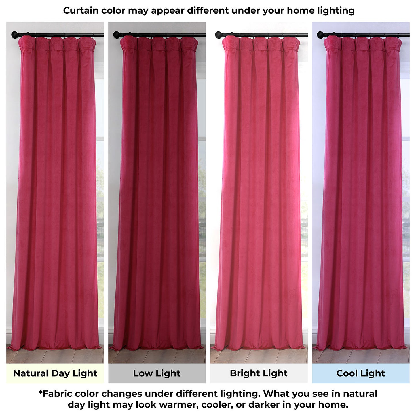 Dark Pink Heritage Plush Velvet Room Darkening Curtain