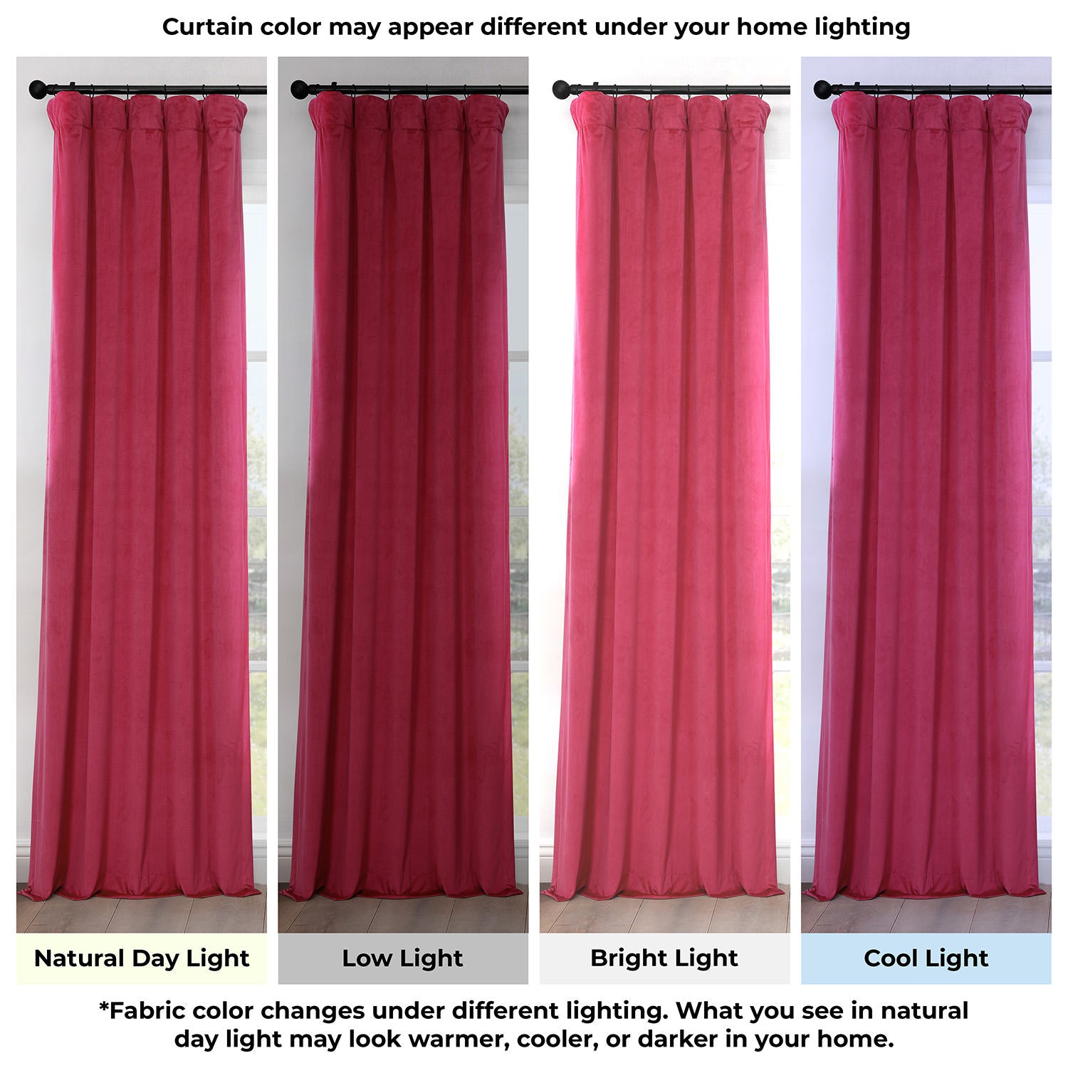 Dark Pink Heritage Plush Velvet Room Darkening Curtain