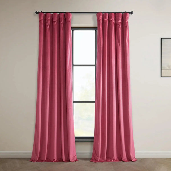 Dark Pink Heritage Plush Velvet Room Darkening Curtain | Half
