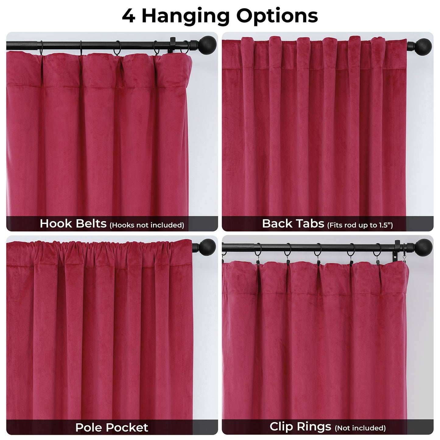 Dark Pink Heritage Plush Velvet Room Darkening Curtain