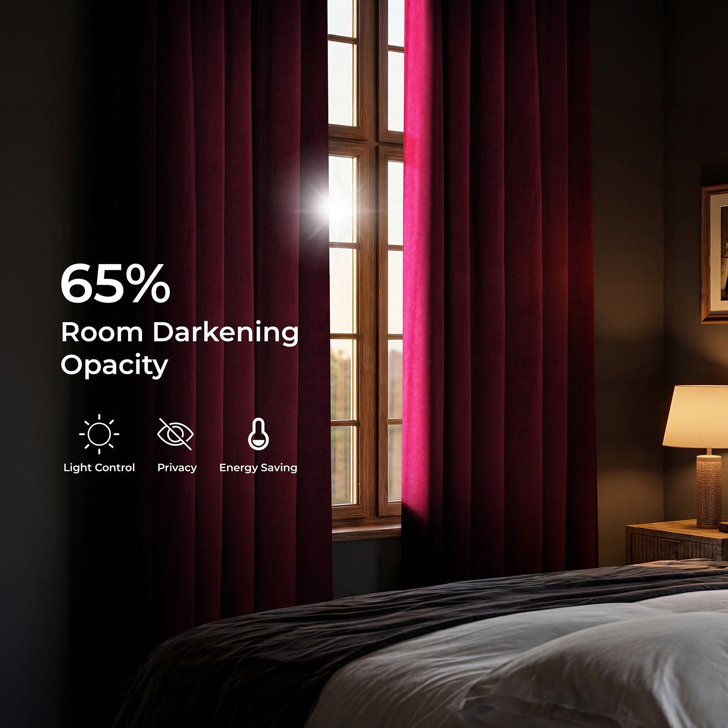 Dark Pink Heritage Plush Velvet Room Darkening Curtain
