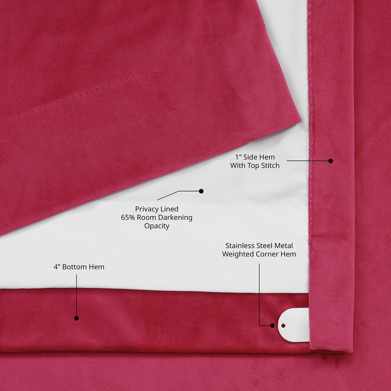 Dark Pink Heritage Plush Velvet Room Darkening Curtain
