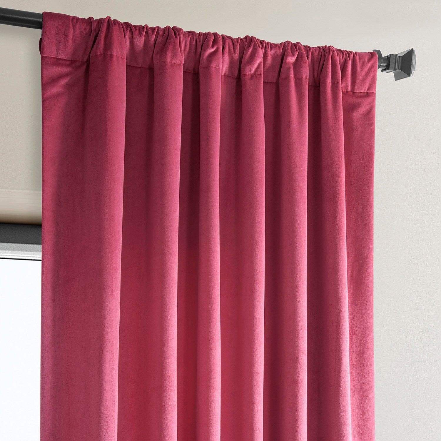 Dark Pink Heritage Plush Velvet Room Darkening Curtain | Half