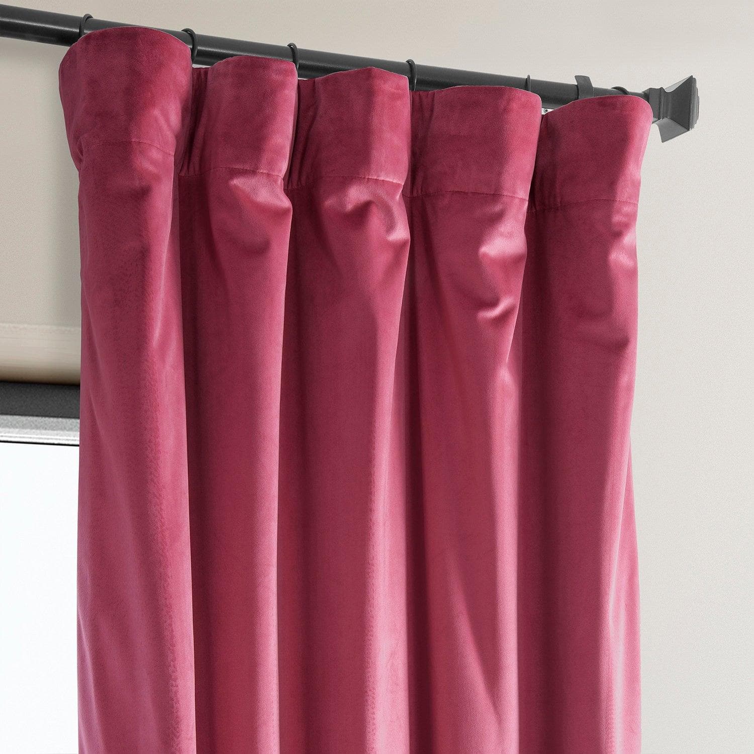 Dark Pink Heritage Plush Velvet Room Darkening Curtain