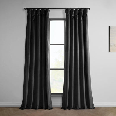 Black Heritage Plush Velvet Room Darkening Curtain