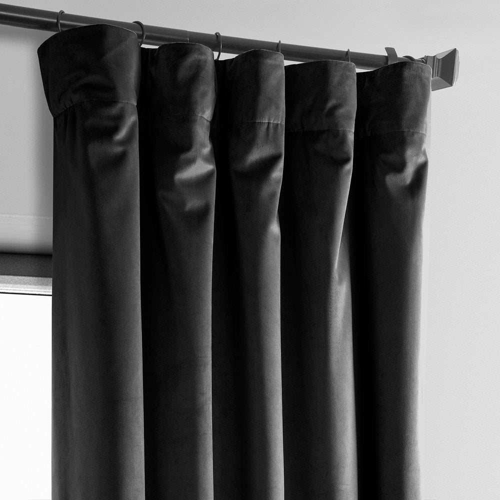 Black Heritage Plush Velvet Curtain - HalfPriceDrapes.com