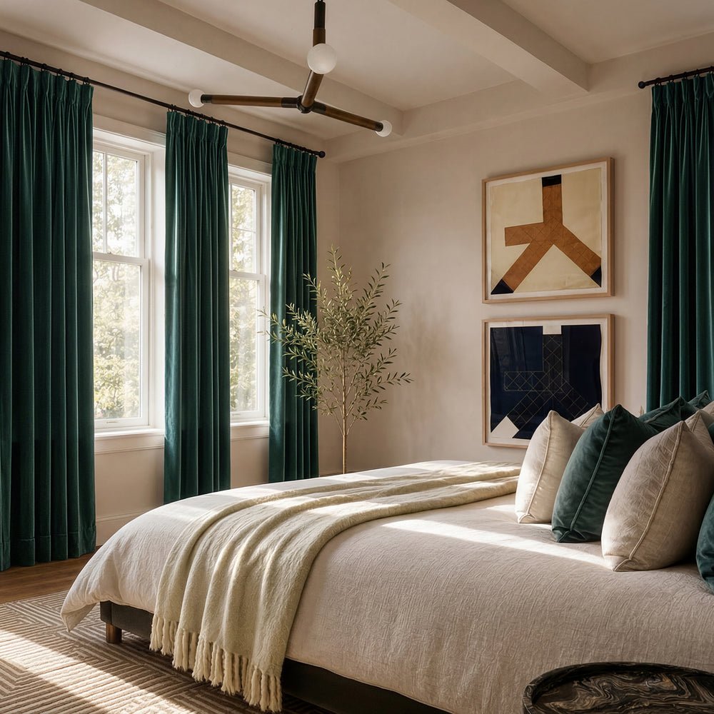 Spirit Green Signature Plush Velvet Hotel Blackout Curtain