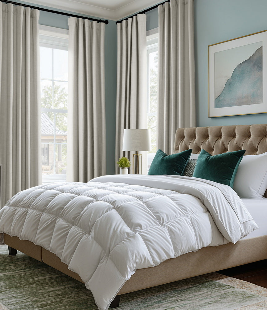 Warm White Performance Linen Custom Curtain