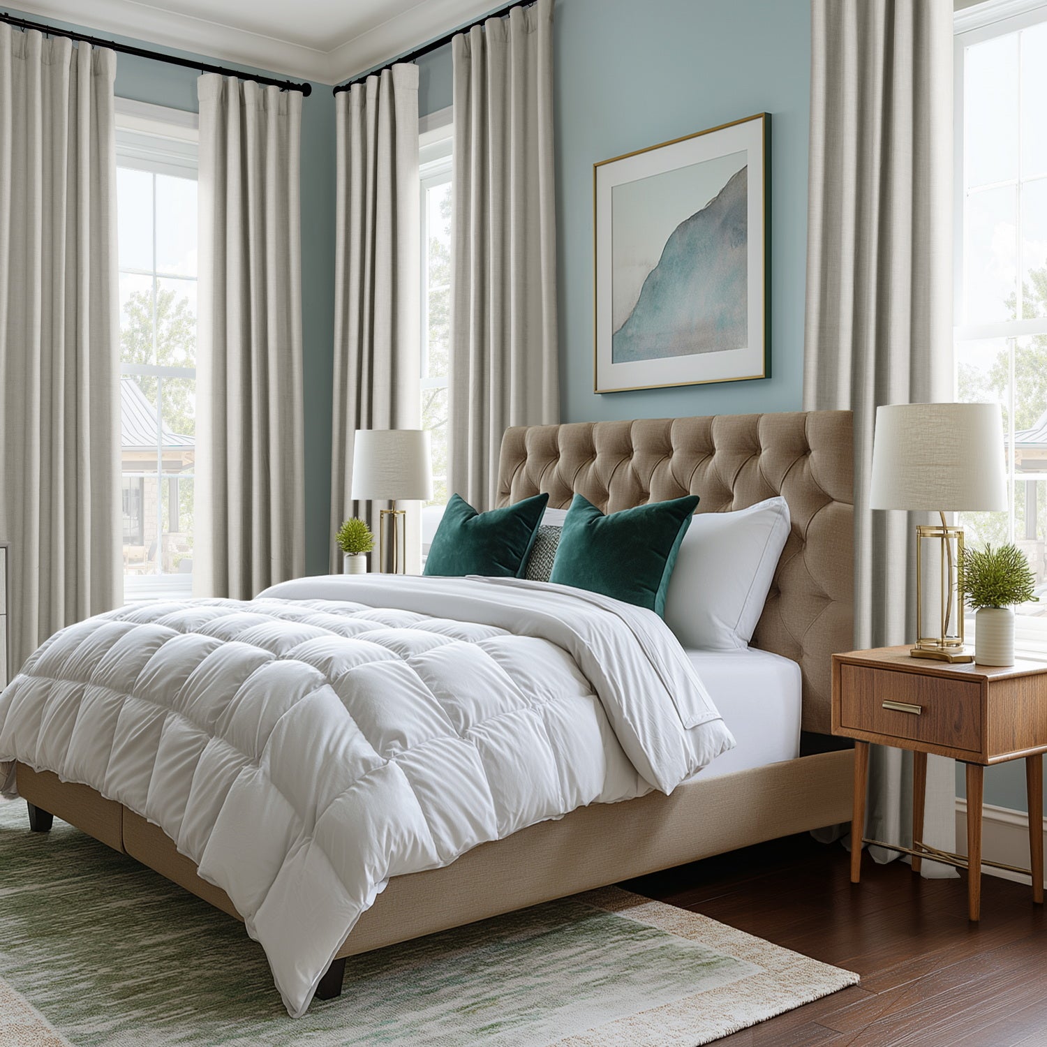 Warm White Performance Linen Custom Curtain