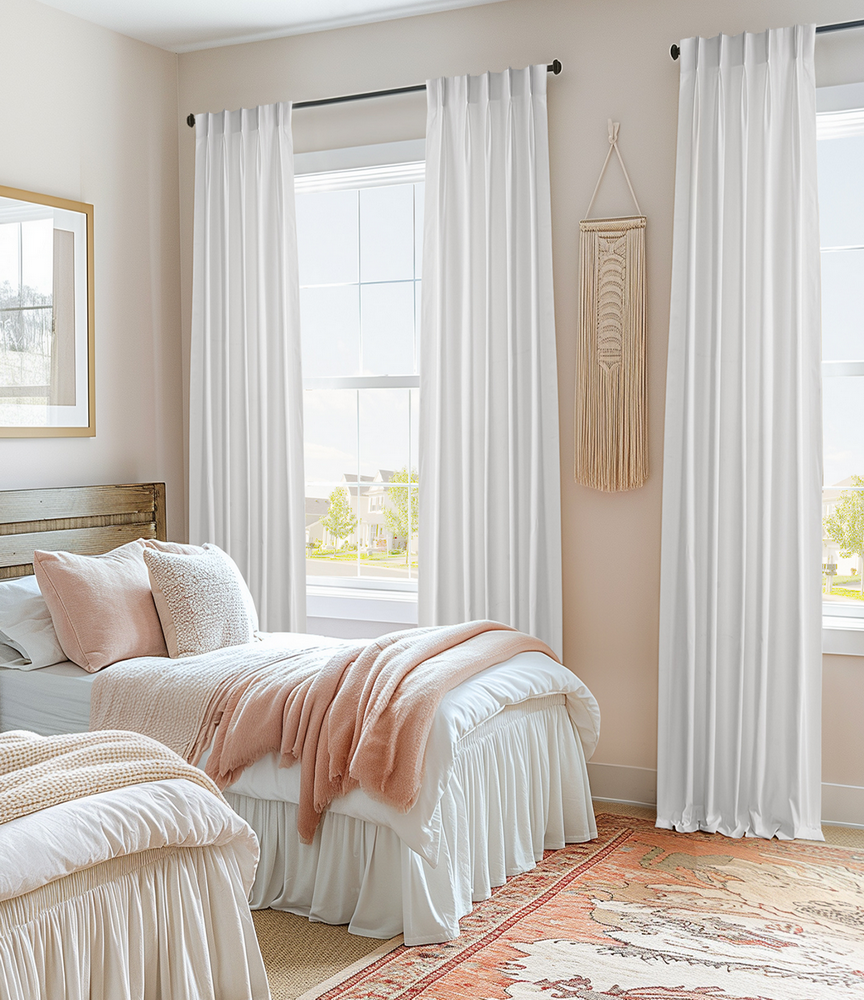 Whisper White Solid Cotton Custom Curtain