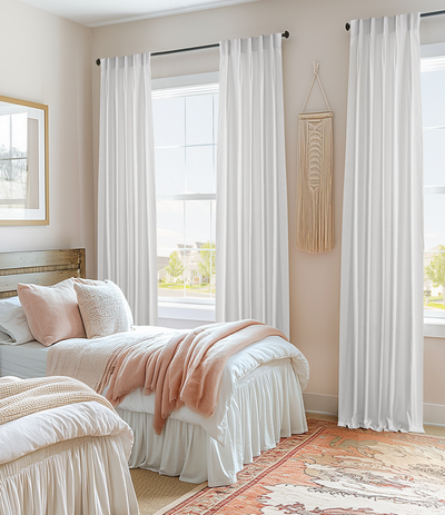 Whisper White Solid Cotton Custom Curtain