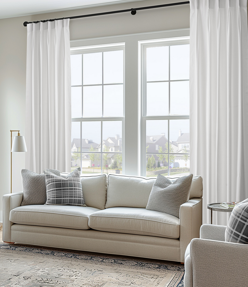 Whisper White Solid Cotton Custom Curtain