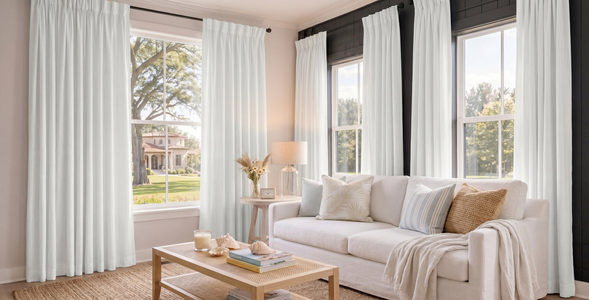 Premium custom curtains highlighting craftsmanship and value.