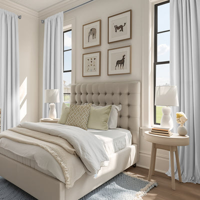 White Heritage Plush Velvet Custom Curtain