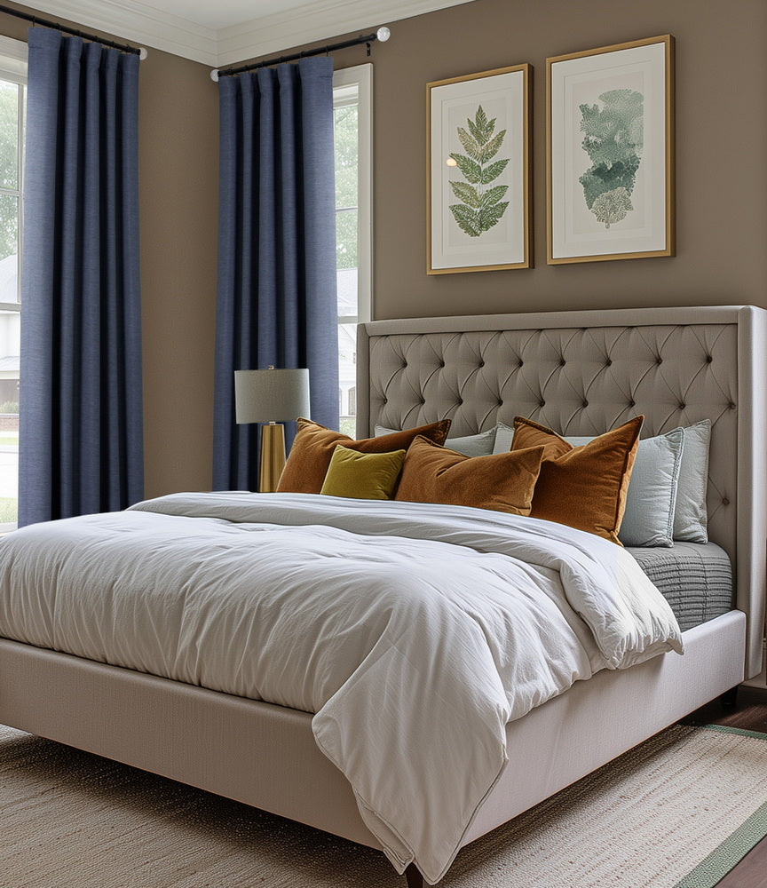 Wild Blue Textured Bellino Custom Curtain